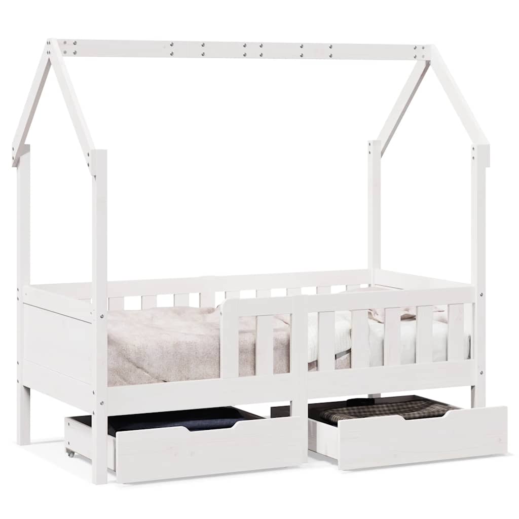 Kids Bed with Drawers 80 X 170 Cm Solid Pine Wood