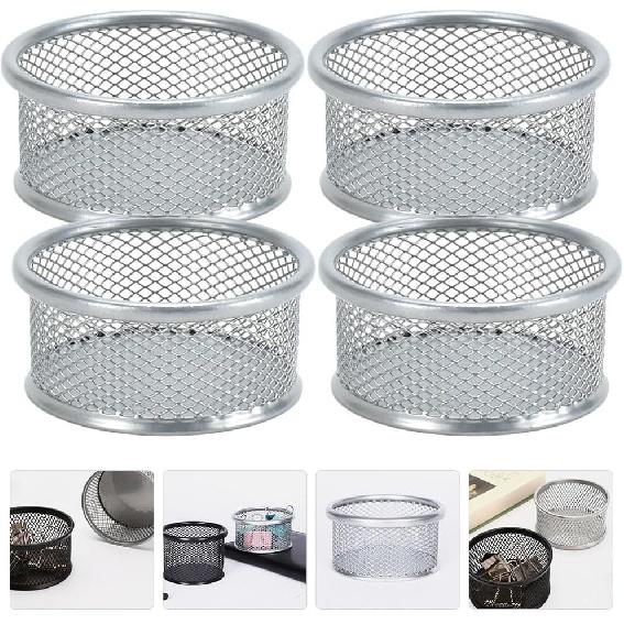 Operitacx 4Pcs Paper Clip Holders Mesh Paper Clip Holder Paperclip Dispenser Paper Clip Organizer Binder Clip Bobby Pin Hair Clip Holder for Desk