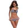 Bikini Set Swimwear Women Striped Biquini Bathing Suit White Blue Swimsuit Vintage