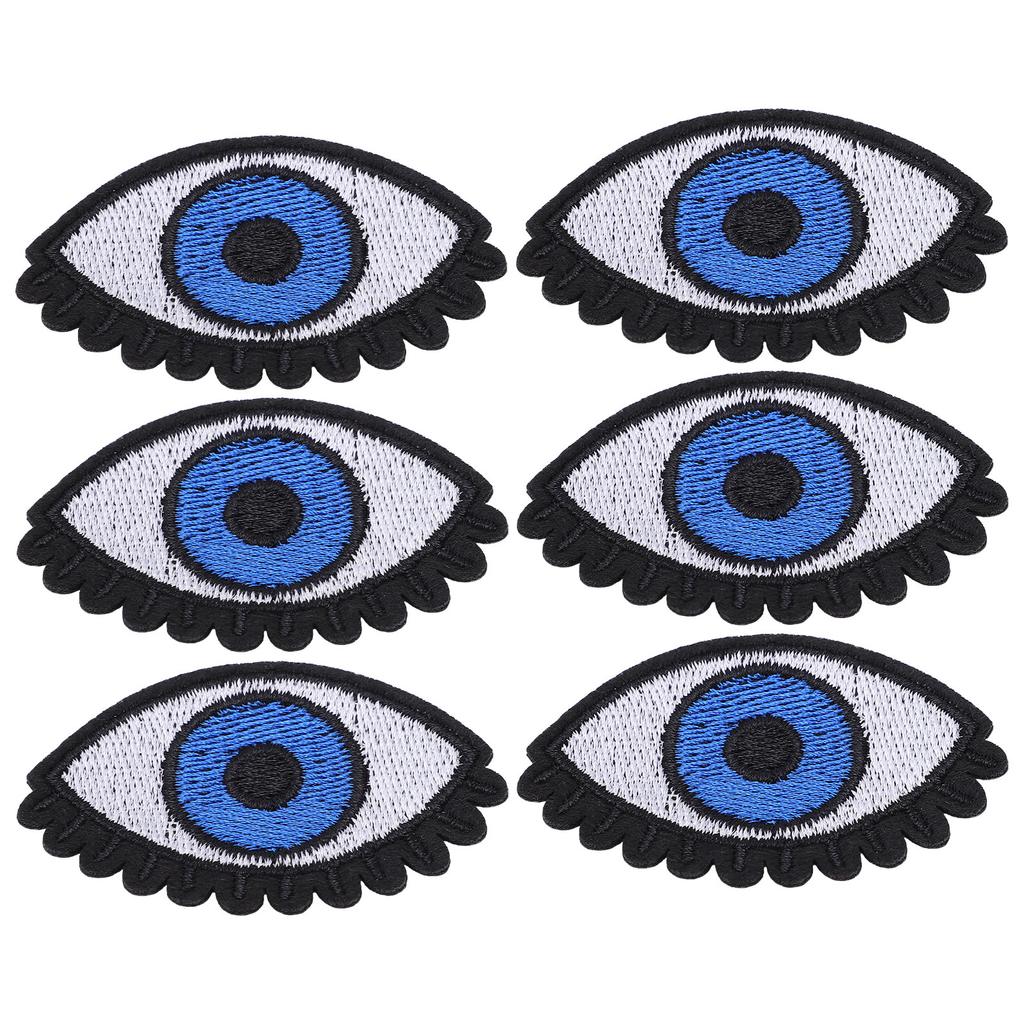 6pcs Iron On Patches DIY Bright Color Big Eye Pattern Clothes Dress Hat Jean Sewing Shirt Jacket
