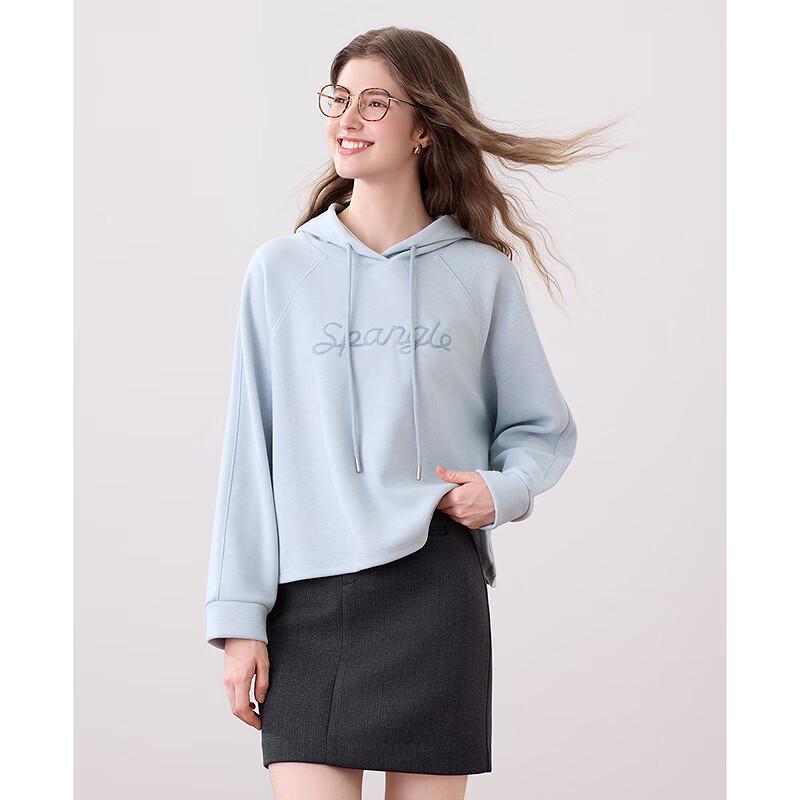 Betu Women's Loose Fit Hooded Sweatshirt with Letter Embroidery