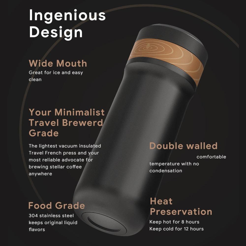 Stainless Steel Portable Coffee Pot Double Wall Insulated Travel Mug Travel Coffee Maker Camping
