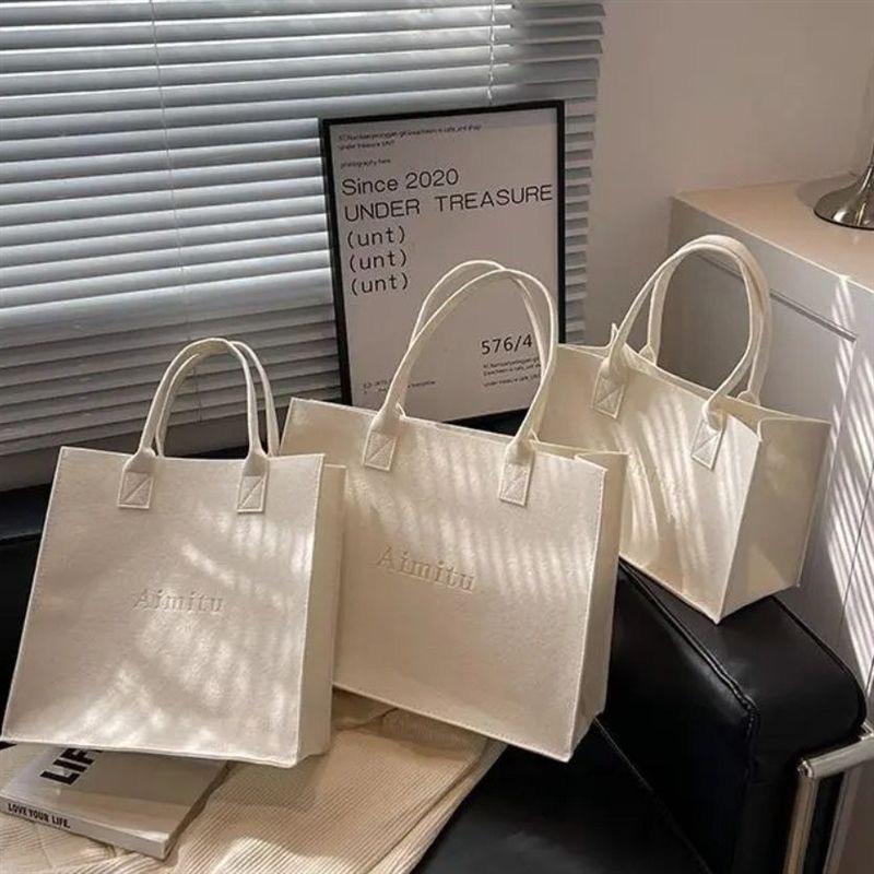 Large Capacity Felt Tote Bag for Shopping and Apparel