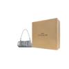 Coach Faye 26 Logo Drawstring Magnetic Closure Smooth Leather Cloud Bag Women Handbags Gray Blue CV529-QBN19