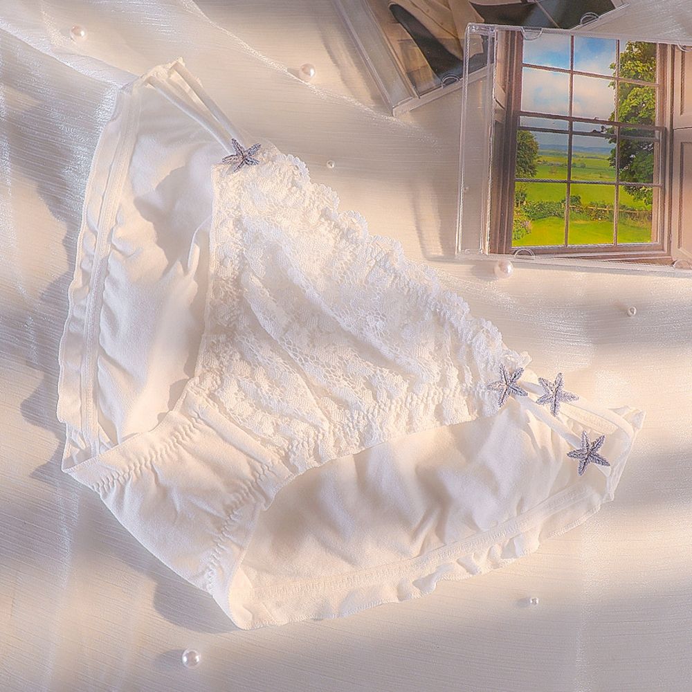 

1 шт., хлопковые колготки со средней талией и звездами, новые кружевные женские нижнее белье, сексуальное милое розовое нижнее белье, дышащее нижнее белье YSL XL белый