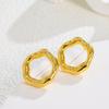 Wind Fashion Stainless Steel Trend Irregular Geometric Earrings Ring 18 Real Gold One Piece Shipped