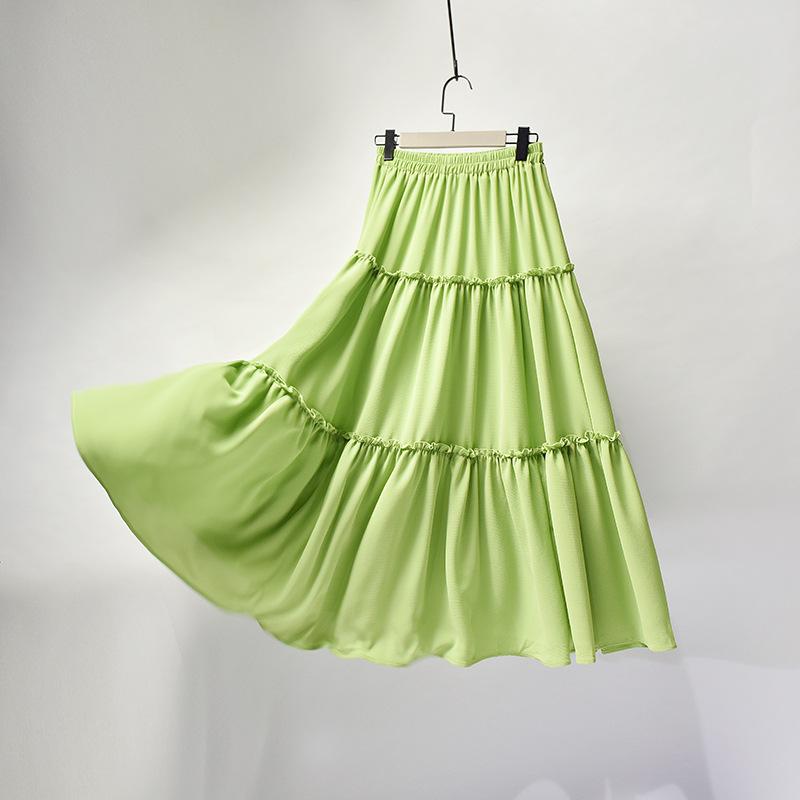 

Нежная плиссированная юбка для лета, юбка-торт средней длины с узкой и свободной высокой талией, прикрывающей крест L