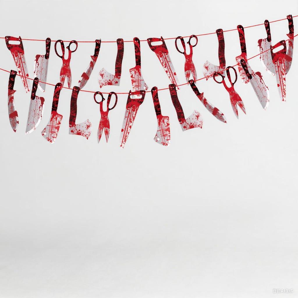 2Set Halloween Party Decorations Bloody Banners Scary Garland Decor Halloween Banner Creepy Movie Theme Birthday Party Supplies