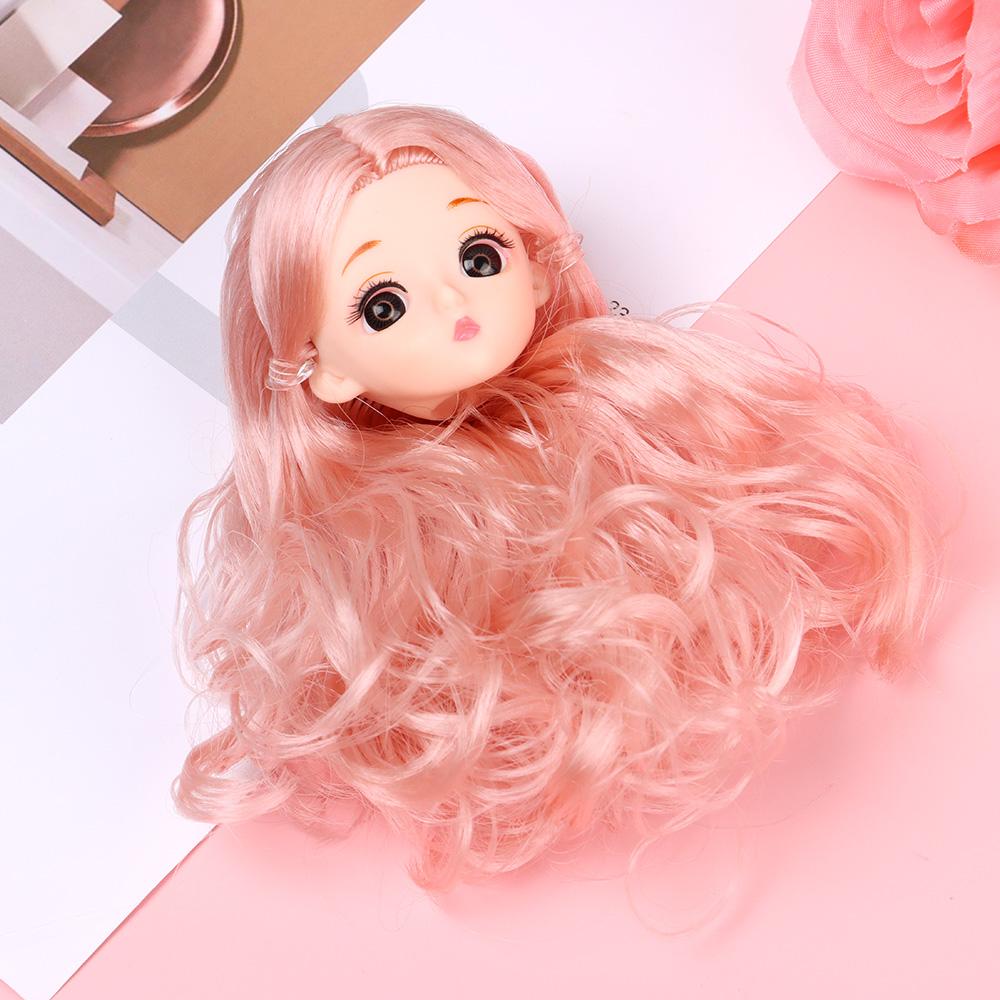 30CM Doll Head With Long Curly Hair Straight Wig For 16cm Dolls Accessories Removable Joint Toys DIY Head For 1/6 BJD Dolls