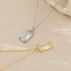 Simple Necklace Sugar Quartz Lock Chain, Cold Style, Ice-transparent Rectangular Lock Chain for Women