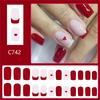 Valentine Press on Nail Square Fake Nail Glossy Design False Nail Full Cover Artificial Acrylic Nail 24pcs 12Sizes