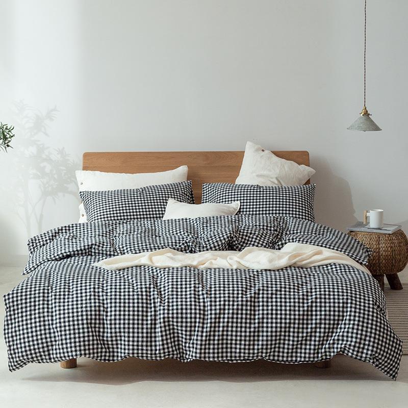 

Постільна білизна Muji з бавовни в клітинку - Простий японський стиль 180x200