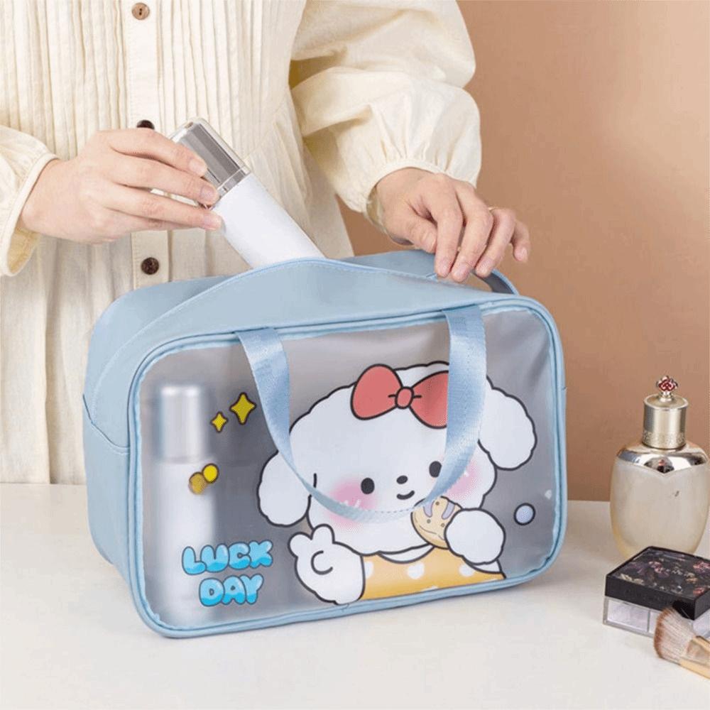 Portable Cartoon PVC Cosmetic Bag Ins Storage Bags Handbag Transparent Wash Bag  Travel