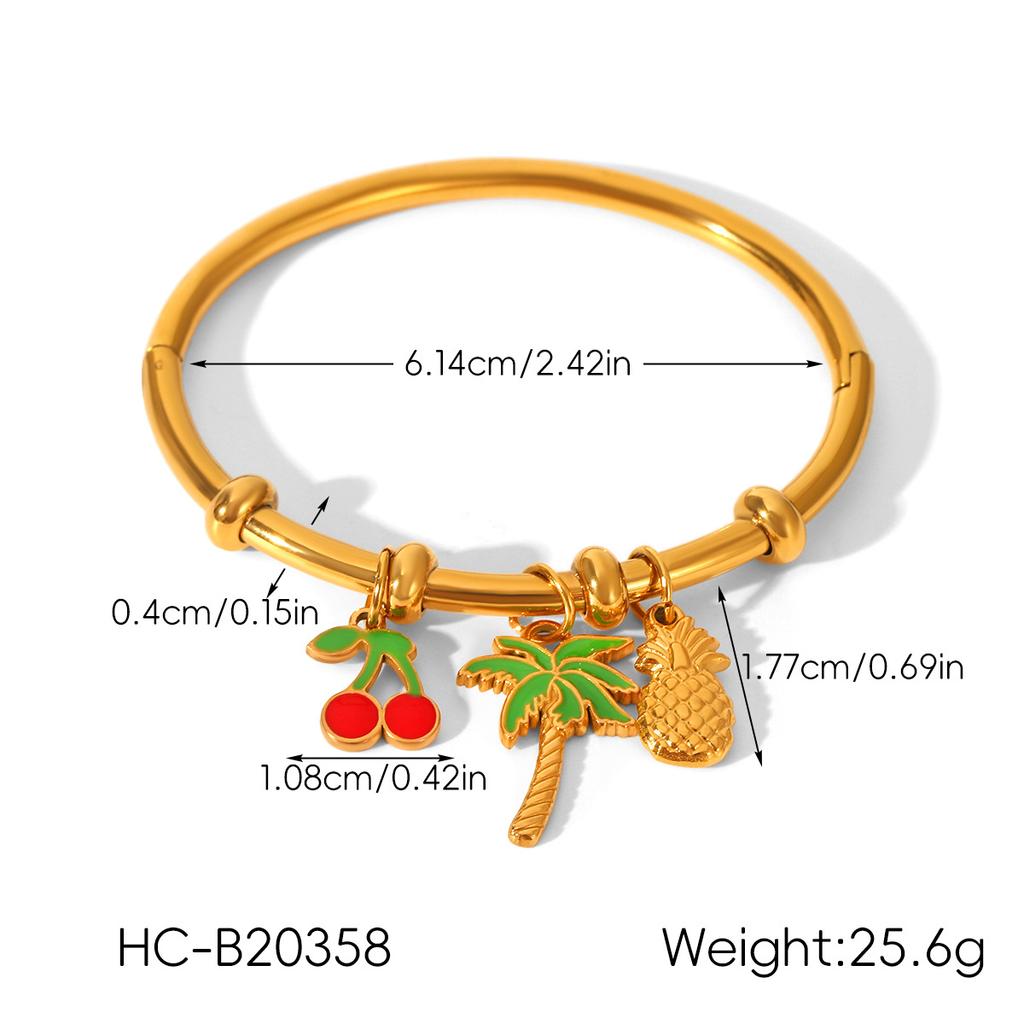 Pendant 18k Gold Stainless Steel Bangle, Niche Design Hand Jewelry, Titanium Steel Non-fading Bangle for Women