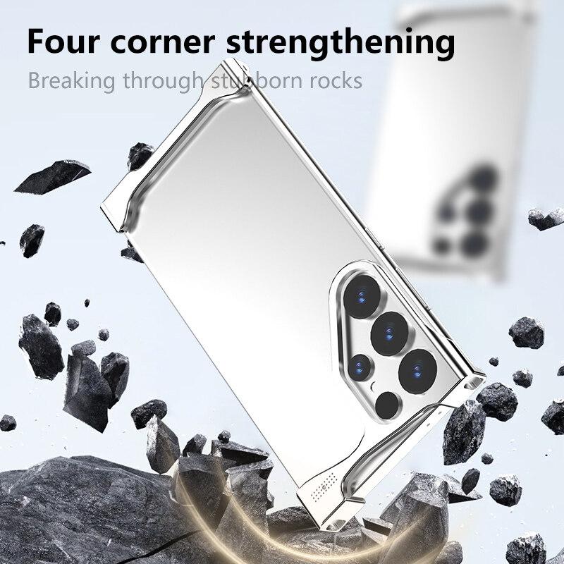 Luxury Irregular Aluminum Alloy Shockproof Case for Samsung Galaxy S25 S24 S23 S22 Ultra Plus S24+ S23+ Bumper with Aromatherapy Design