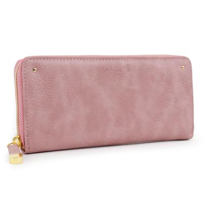 Lucky Tail Long Wallet with Round Simple Cat Natural Women's Zipper, Design, Silhouette, (Pink)