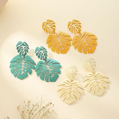 Fashion Boho Chic Earrings Female Personality Exaggerated Leaf Studs Trend Retro Earrings