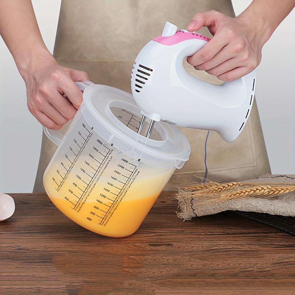 1Pc 2.5L Large Capacity Baking Measuring Cup Scale Kitchen Mixing Bowl with Lid Transparent Plastic Mixing Cup for Home Tools
