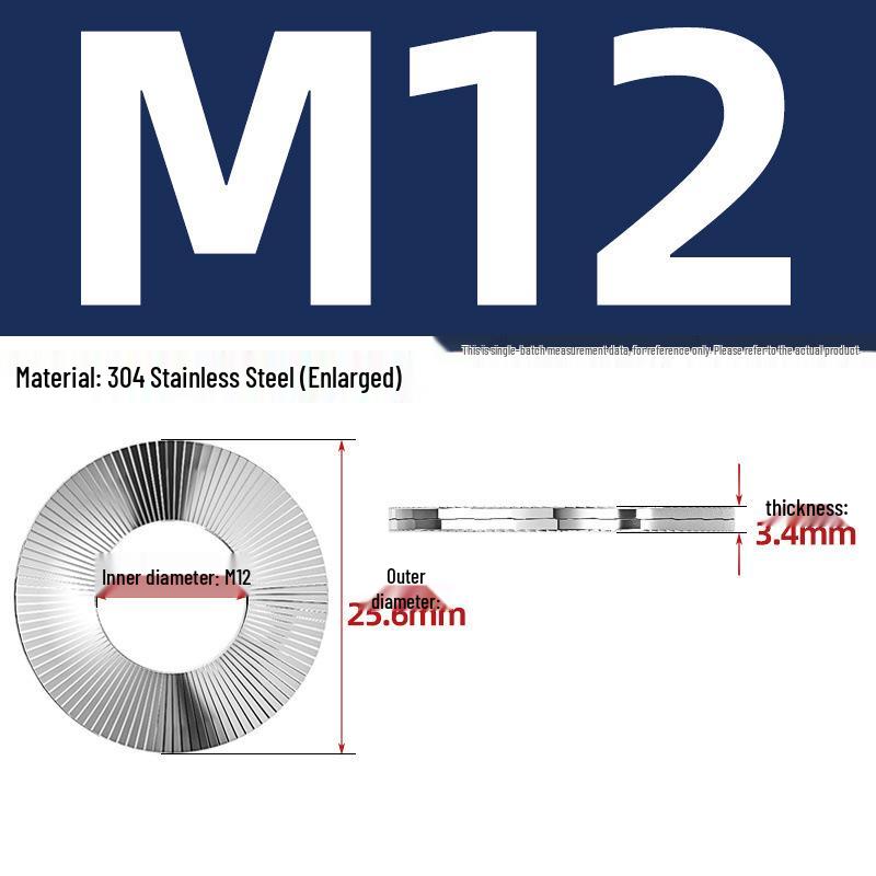 DIN25201 304 Stainless Steel Self-Locking Double Stack Washer, 65Mn Manganese Anti-Loosening, Double-Sided Tooth Layer.