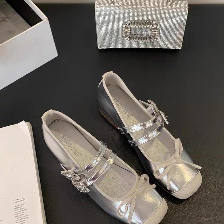 

Серебристые балетки с внутренней высотой, туфли-лодочки, женские летние, юбка, ремешок, туфли Мэри Джейн 40 серебряный