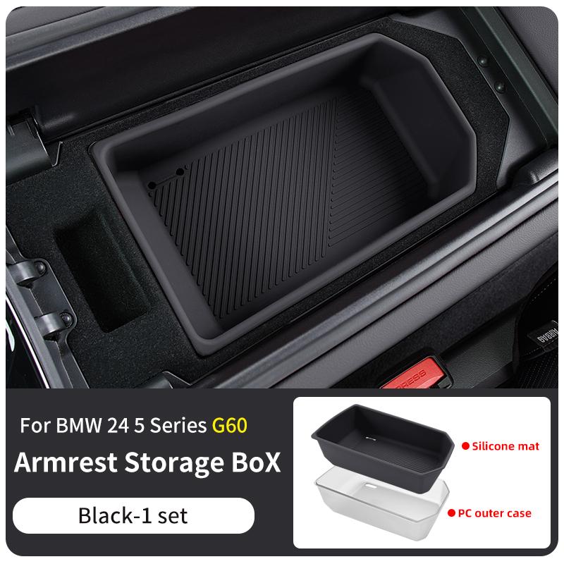 2025 Hot Silicone Car Central Armrest Storage Box Container Holder Tray For BMW 5 Series G60 2024 Auto Interior Decoration Acces