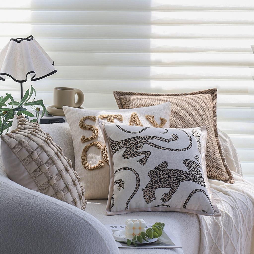 Retro Brown Pillows, Living Room Sofa, Light Luxury and High-end Letter Pillow, Bedroom Balcony Bay Window Backrest