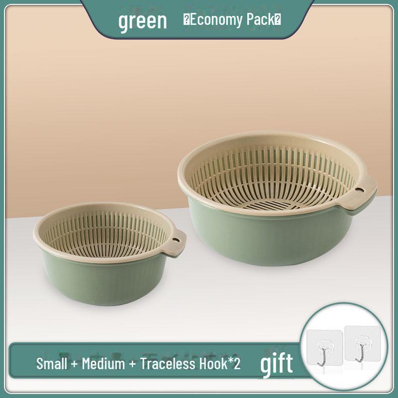 Double-Layer Plastic Drain Basket: Enlarged Kitchen Basin & Fruit Plate