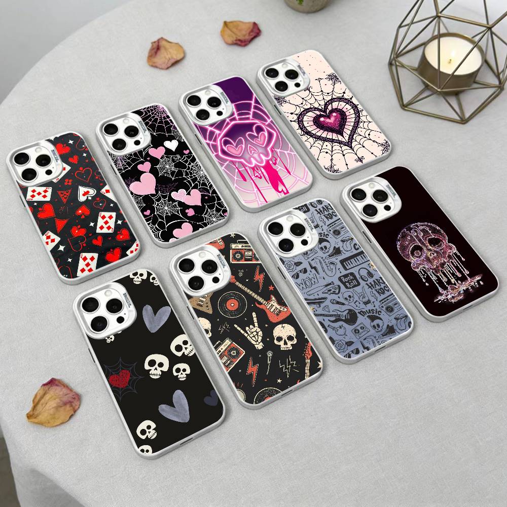 Gothic Dark Sweetheart Phone Case For IPhone 16 17 15 14 12 13 Pro Max Black Color Shockproof Cover