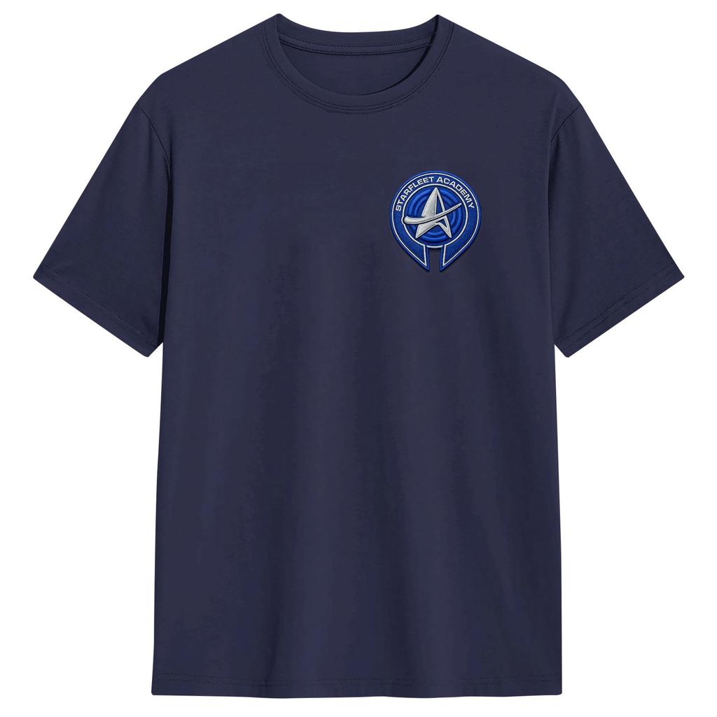 Men Stars Treks Starfleet Academy Badge T Shirt 100 Cotton Tops Casual Short Sleeve Round Collar Tee Shirt Printing TShirts