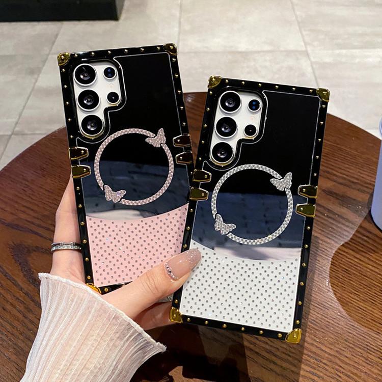 Suitable for Samsung S25 Ultra Mobile Phone Case Luxury Flash Diamond Butterfly Plating Mirror Full Inclusive New A36 Protective Case