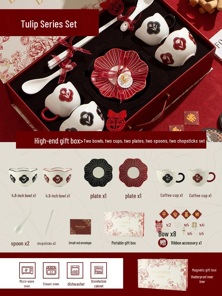 Tulip Ceramic Tableware Set: Elegant Bowls, Plates & Dishes - Perfect for Housewarming Gifts.