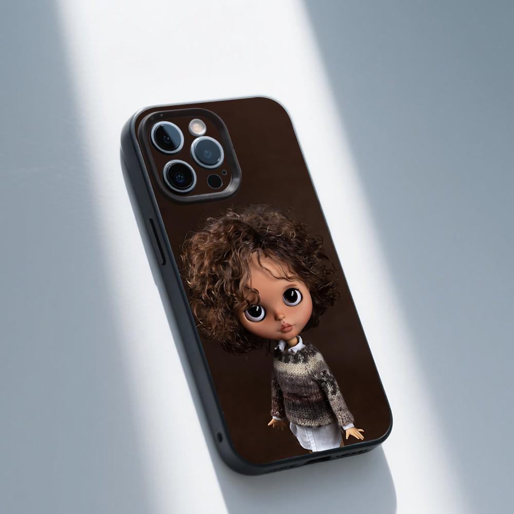Cute B-Blythes Doll Phone Case For iPhone 16,15,14,13,12,11,Pro,Max,Plus,X,XS,XR,SE,8,7,Mini,Soft Silicone Black Case