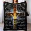 Christian Lion Scripture Jesus Throw Blanket for Women Men Kids Adults, Soft Warm Cozy Fleece Blanket for Couch Sofa Bed