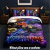 Monster Truck Theme Custom Text Or Name 3Pcs Bedding Set,1 Flat Sheet & 2 Pillowcases Personalized Home Bedding