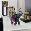 African Design Colorful African Elephant and Tribal Lady Figurines with African Tribal Totem, African Animal and Women Decor Art