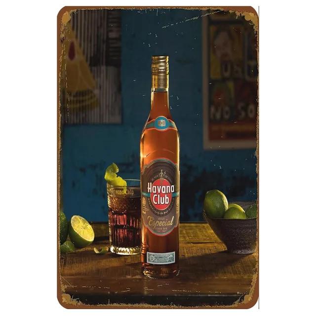 Havana Club Vintage Kovová Plechová Znamení Retro Nástěnná Dekorace pro Pánskou Jeskyni Domov Kavárna Zahrada Klub Bar Hospoda Železná Malba Umělecký Plakát