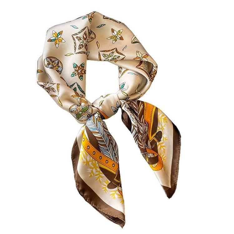 Women's Silk Scarf: Versatile Spring/Autumn Square, Ideal for Shirts, Elegant Neck or Headband Accessory