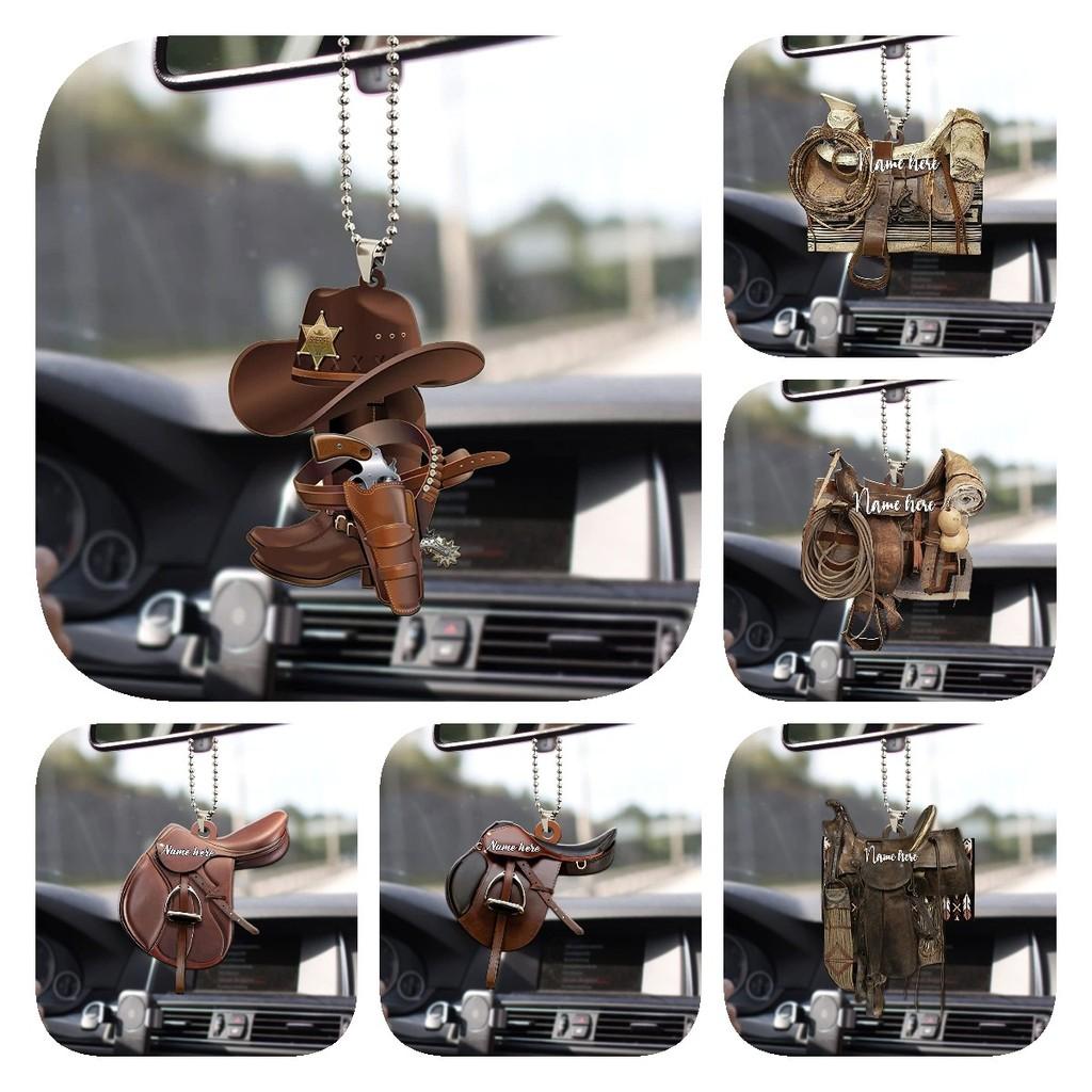 Cowboy Hoodie Saddle Boot Car Rearview Mirror Accessories Car Gift Hangings