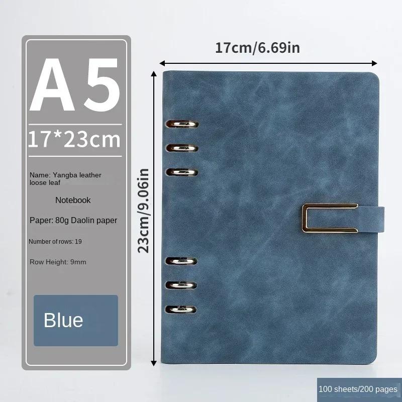 A5 Notebook Simple Office Gift Loose Leaf Vintage Planner Notebooks Creative Buckle Ring Thick Notepads Account Writing Pads