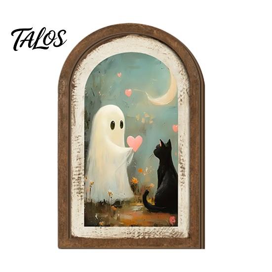 Halloween Entryway Decor Ghost Arch Wooden Sign, Cute Table Rustic Farmhouse Decoration Shelf Decor, Decorative Wall Art for Mantel Living Room