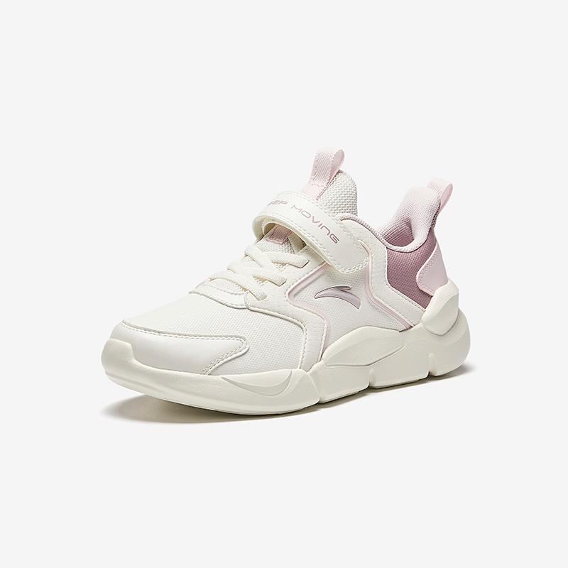 Anta Kids Synthetic Leather Fabric Trendy Versatile Lightweight Shock Absorbing Low Top Running Shoes Men Running Shoes White Purple Pink A22445582N-1