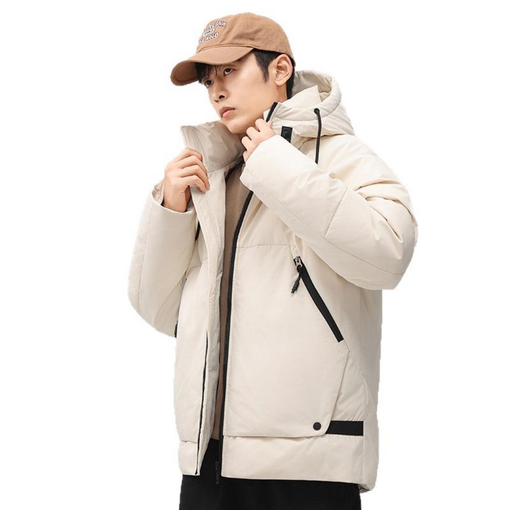 Down jacket men's new winter thickened warm white duck down trendy brand youth loose hooded bread jacket men's coat