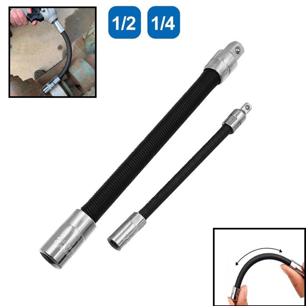 2pcs 1/4 1/2 Drive Socket Adapter Flexible Shaft Sleeve Converter Extension Bars Extension Rod Electric Wrench Accessories