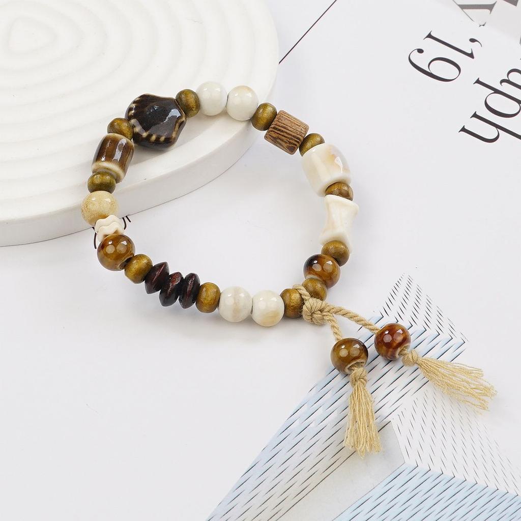 Jingdezhen jewelry ceramic bracelet wholesale new Chinese beaded bracelet women's niche non-fading hand rope