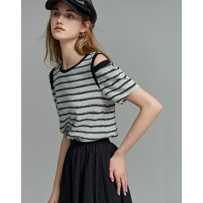 Demana Women s Striped Off-Shoulder T-Shirt S