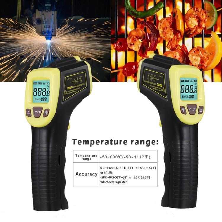 Non-Contact Pyrometer 600℃ /1112℉ IR High Temperature Gun with LCD Display GM320