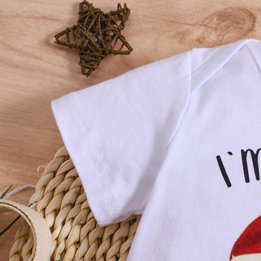 Neugeborenes Baby Baumwoll-Jumpsuit "Ich bin nur ein kleiner Pilz" Druck Kurzarm Strampler Body