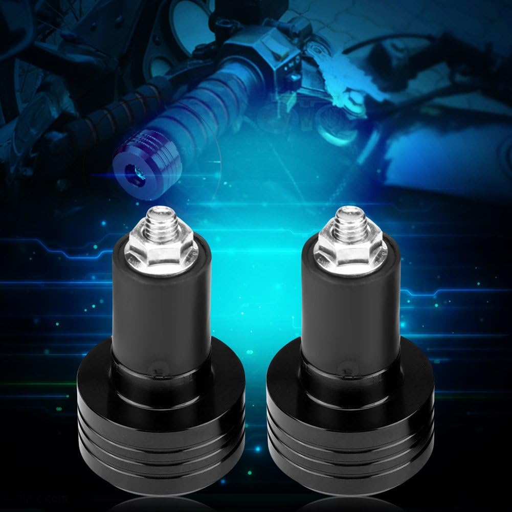 Pair of 22mm Universal Aluminum Motorcycle Grip Handlebar Ends Weight Balance Plug Black Universal Handlebar Weight Motorbike Motorbike Handlebar