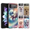 Süßer kleiner Hund Hart-PC-Handyhülle für Samsung Galaxy Z Flip 7 6 5 4 Schwarze Abdeckung für Galaxy Z Flip 3 Faltbare Fundas Schale Capas