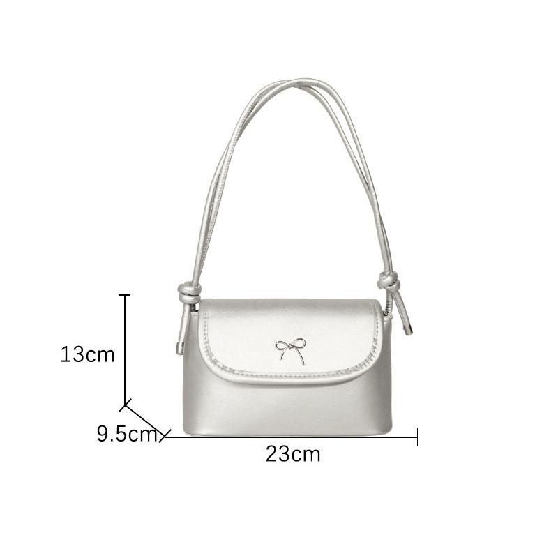 Underarm Bag Solid Color Butterfly Knot Pu Single Shoulder Bag Simple Fashion Style Shoulder Bag For Women Small Square Bag